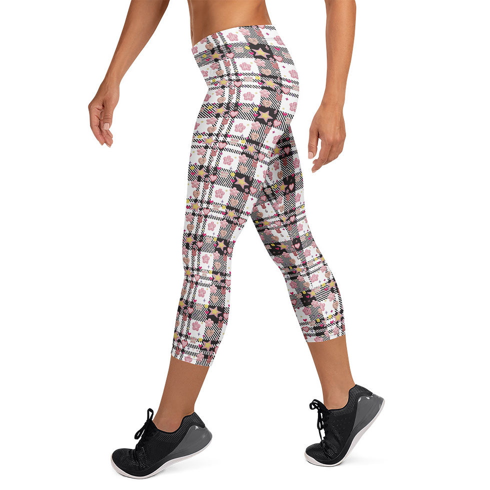Thumbnail: Plaid Sweetheart (Mid-Rise) Capri Leggings | Retro Pink Checkered Leggings