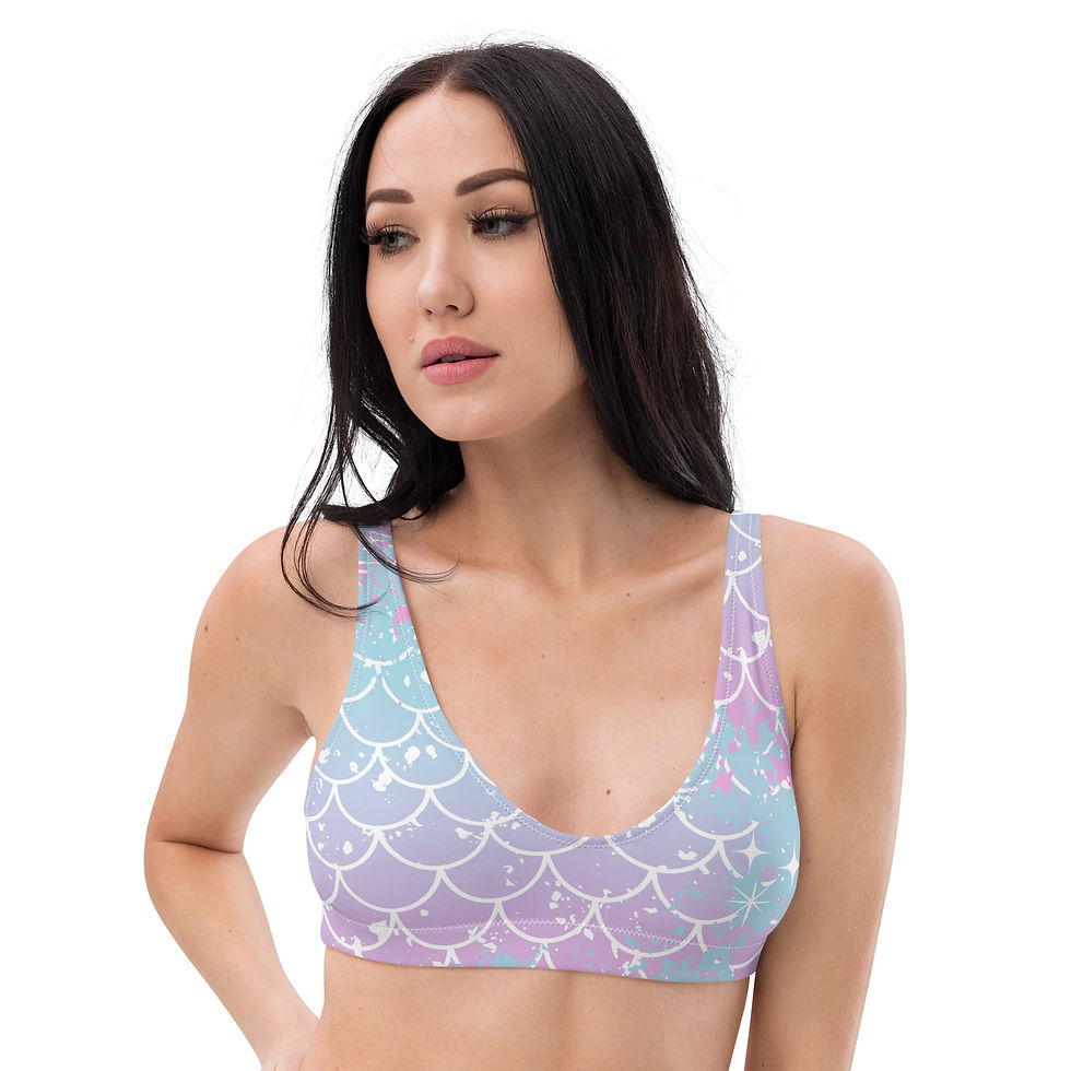 Thumbnail: ARTflex activewear - Mermaid print padded bikini top on model