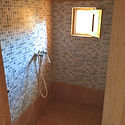 Shower cubicle in the bathroom block