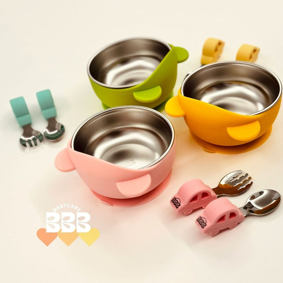 Thumbnail: High back bear silicone and stainless steel bowl (2 in 1) 熊仔矽膠不鏽鋼吸盤碗(2合1)