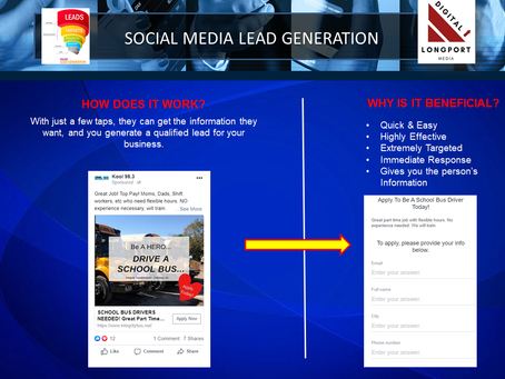 How can DIGITAL marketing work for my business? This week we feature Social Media Lead Generation.