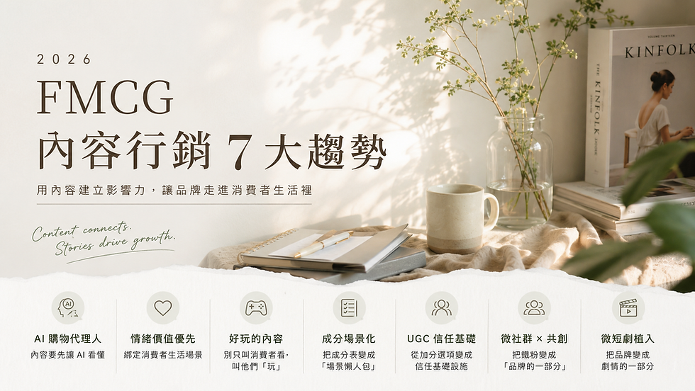 FMCG 內容行銷 7 大趨勢：從 AI 代理、情感共鳴到微短劇植入，快速消費品牌的內容完整策略趨勢