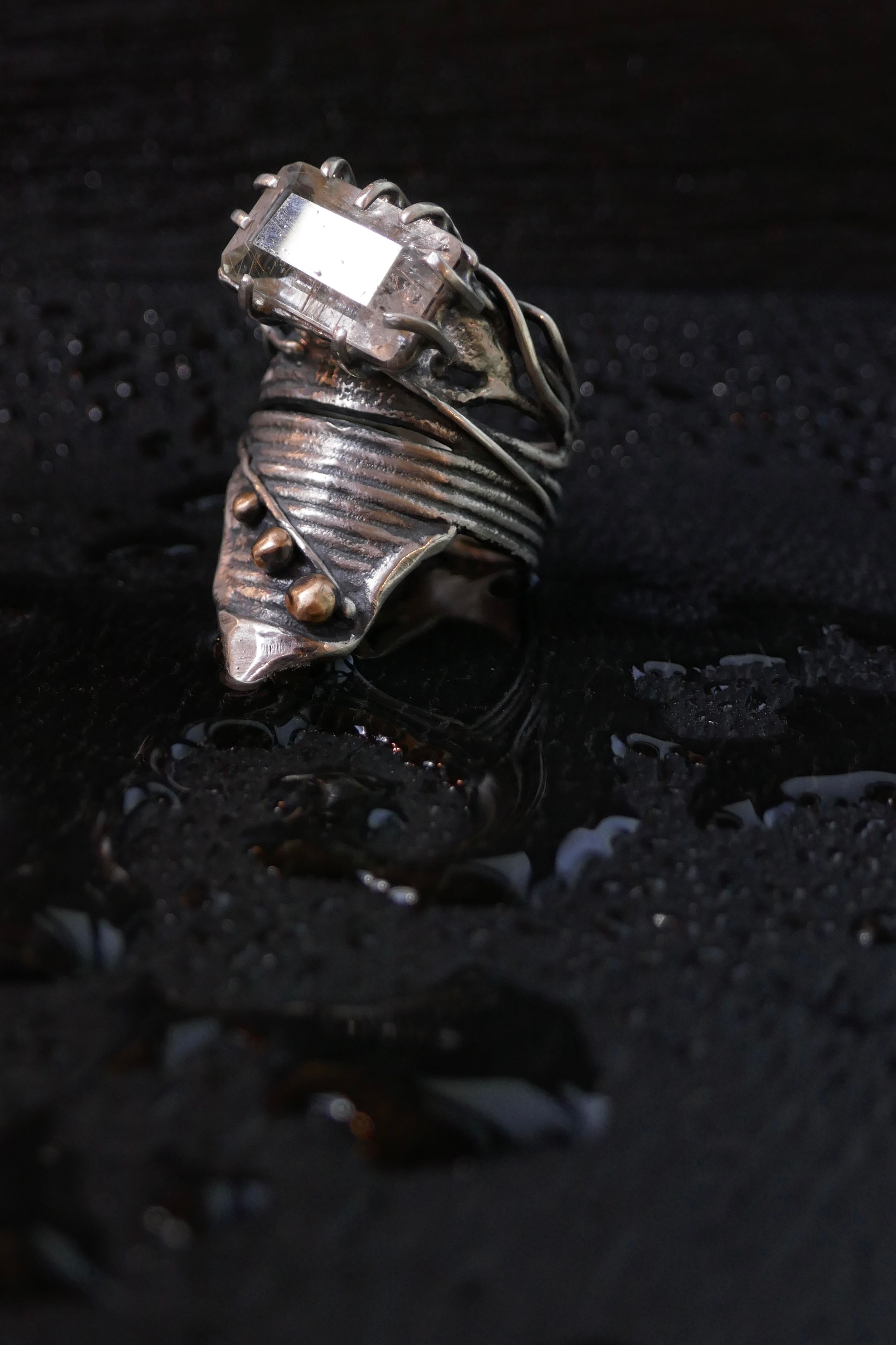 rutilated quartz ring / size 9.5