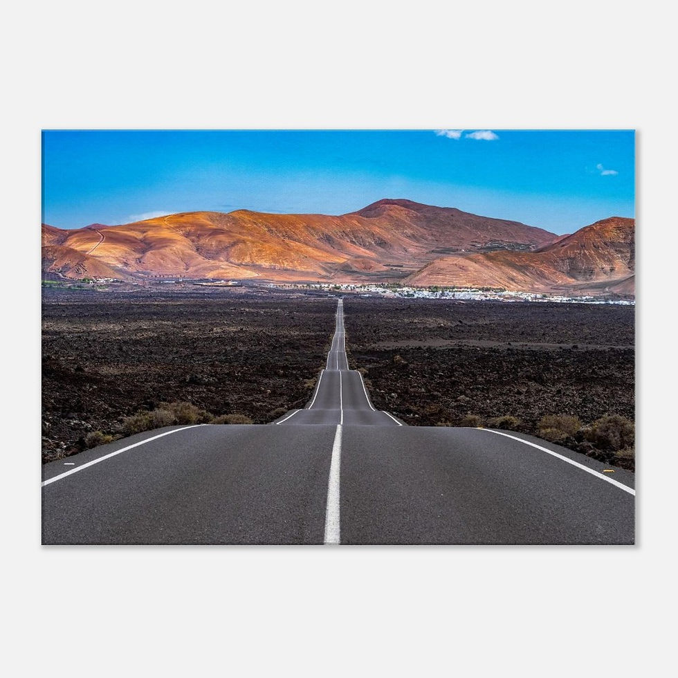 Lanzarote Landscape Long Road - Photographic Canvas
