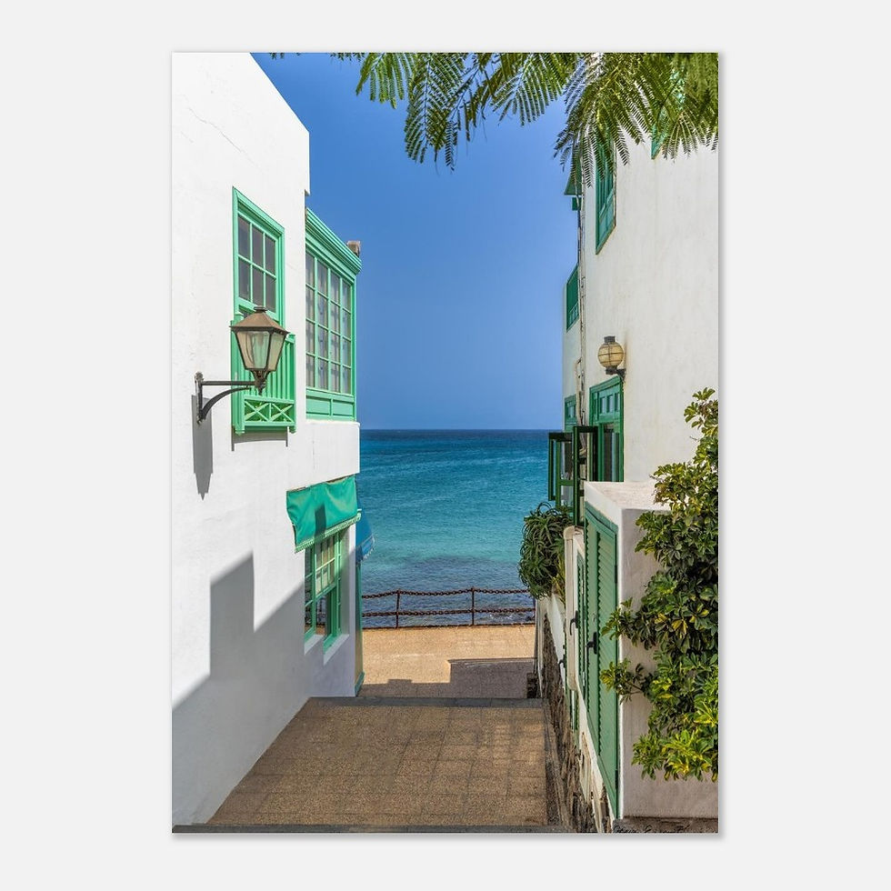 Thumbnail: Playa Blanca White Buildings Alleyway - Photographic Print