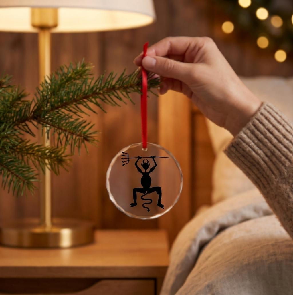 Lanzarote Black Devil Glass Circle Ornament