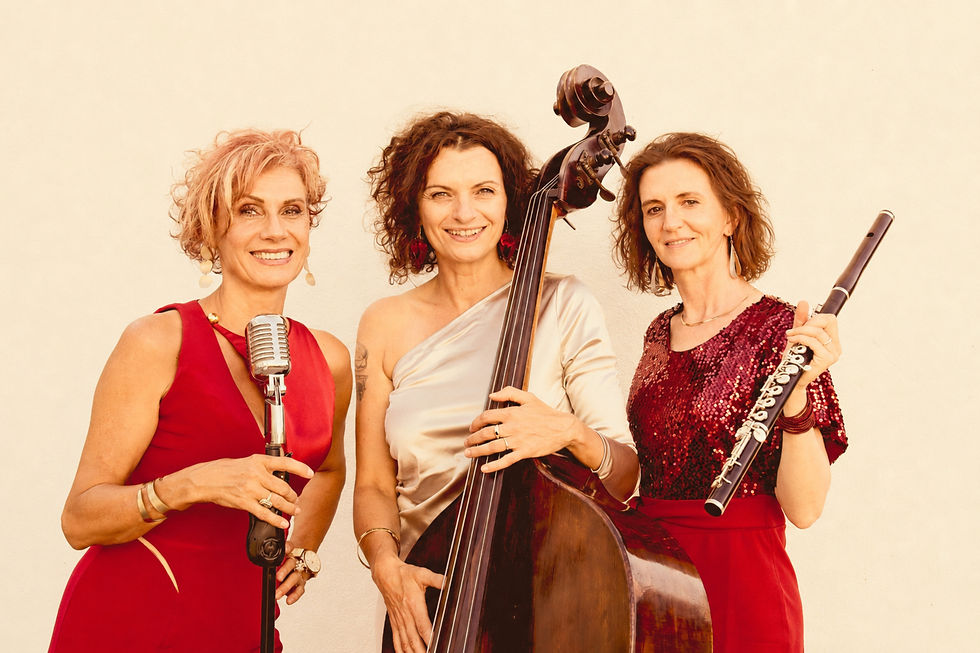 Damentrio Band Linz mit Gesang, Kontrabass und Querflöte