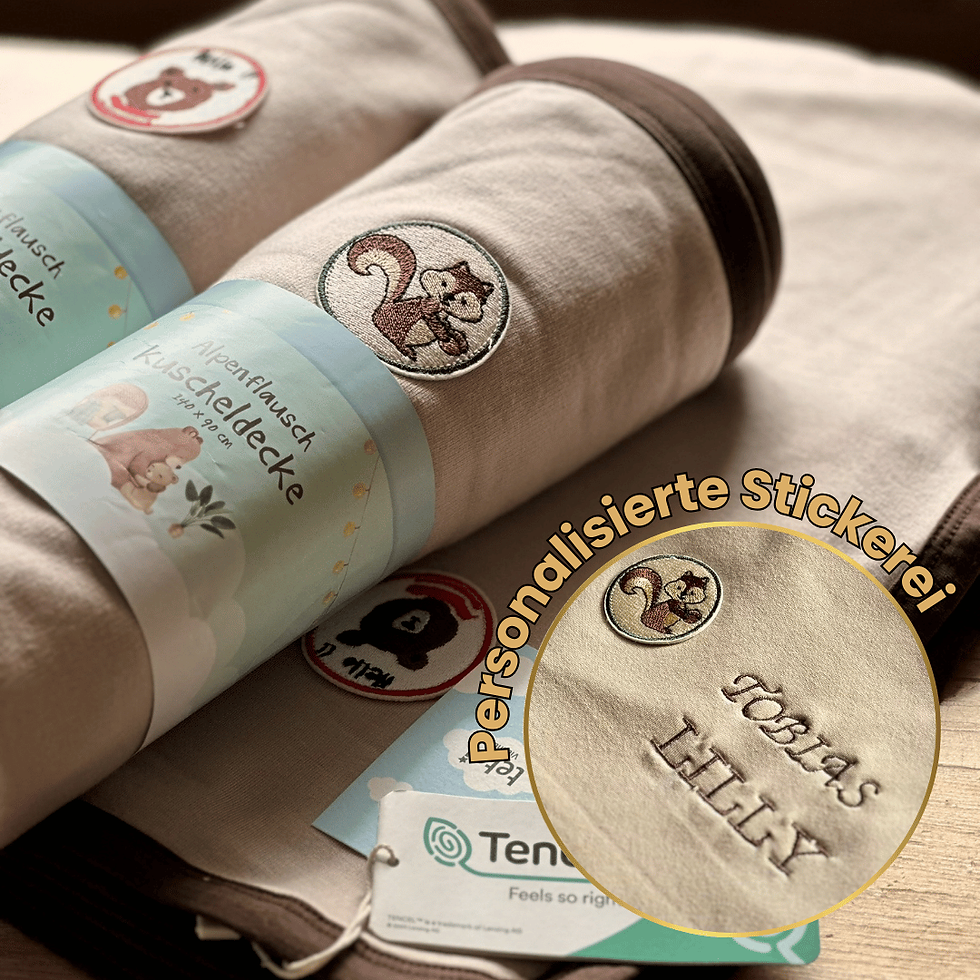Geschenkidee für Babys und Kinder - Kuscheldecke aus TENCEL mit personalisierter Stickerei von tetoi-vienna