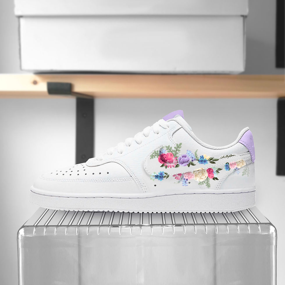 Thumbnail: Purple / Lavender Floral Nike Court Vision Low Custom Sneaker