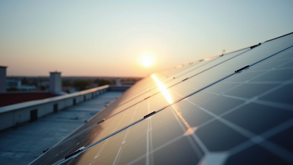 Eye-level view of solar panels on a rooftop