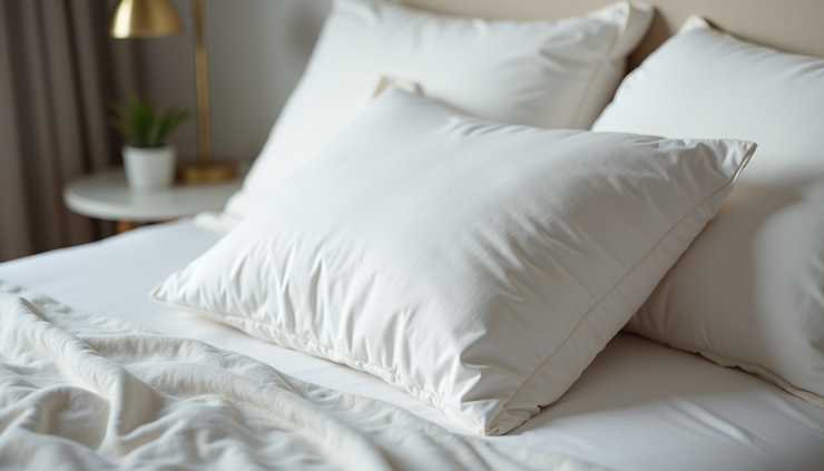 Close-up view of Melarapropillow with soft fabric texture and ergonomic shape