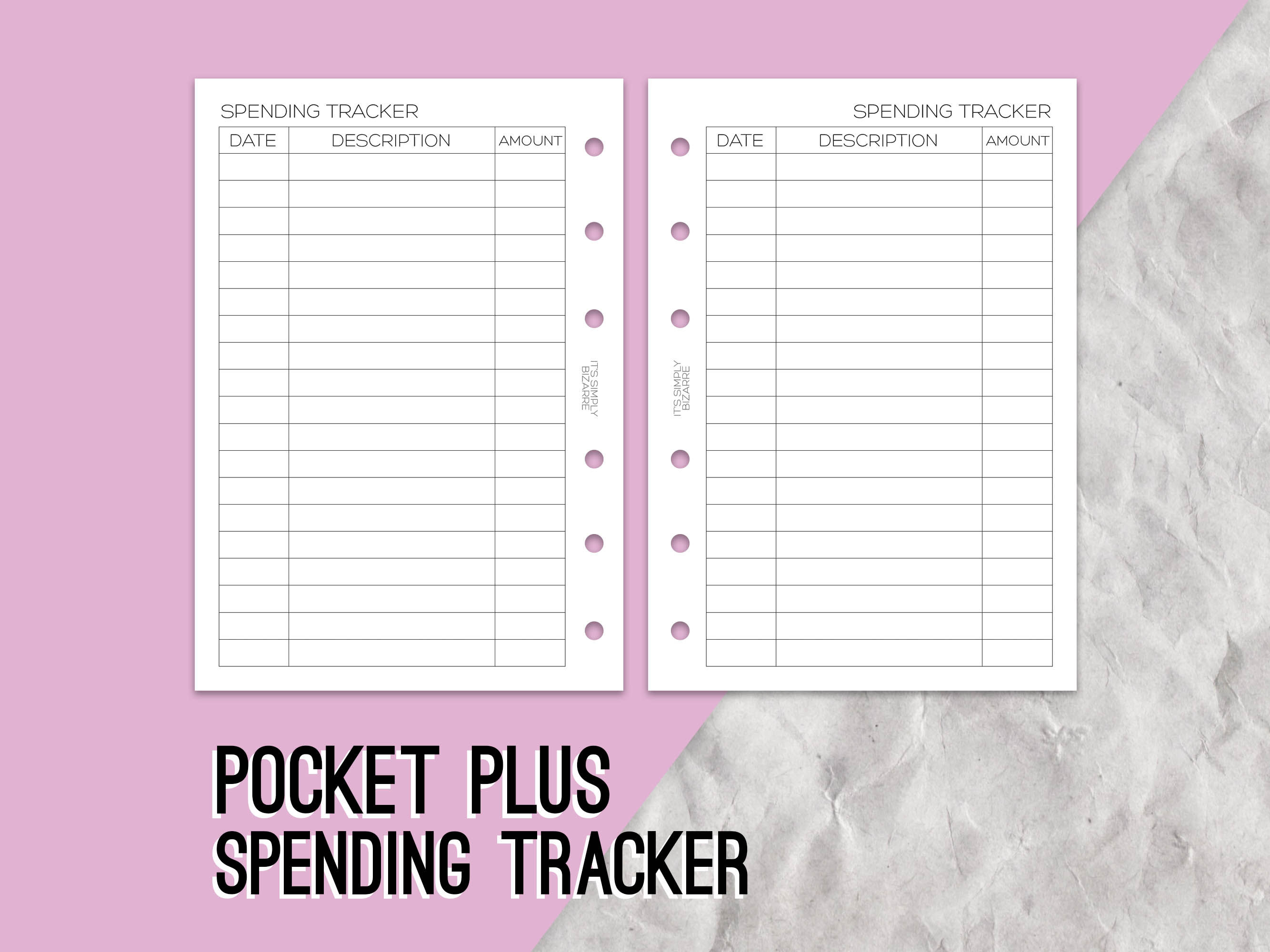 A mock up showing ringed planner pages with a grid to track spending