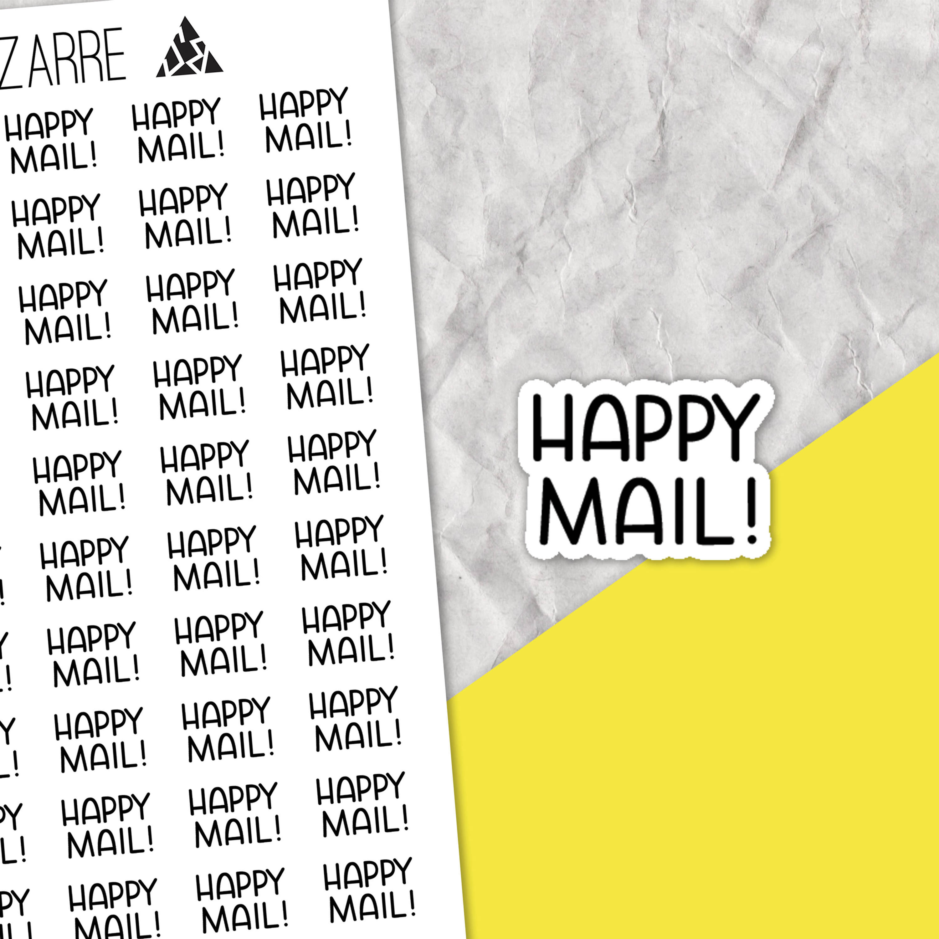 Text stickers that say happy mail