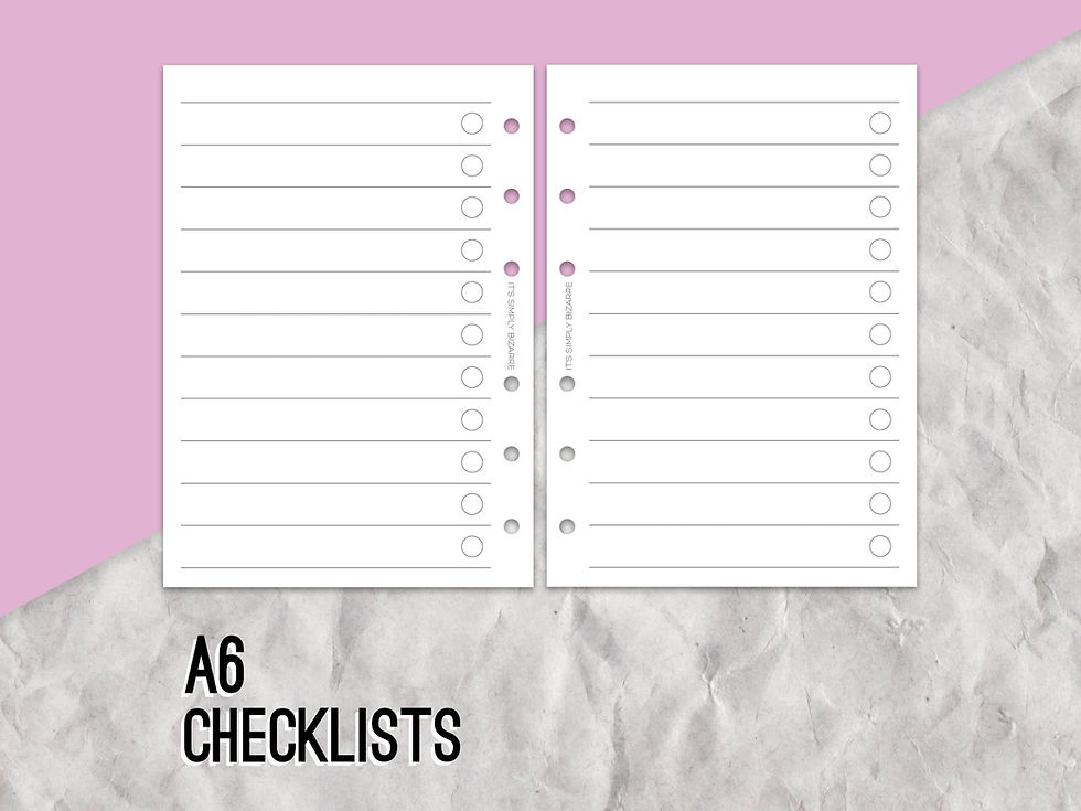 Mockup showing a A6 sized planner page featuring a checklist for to-dos