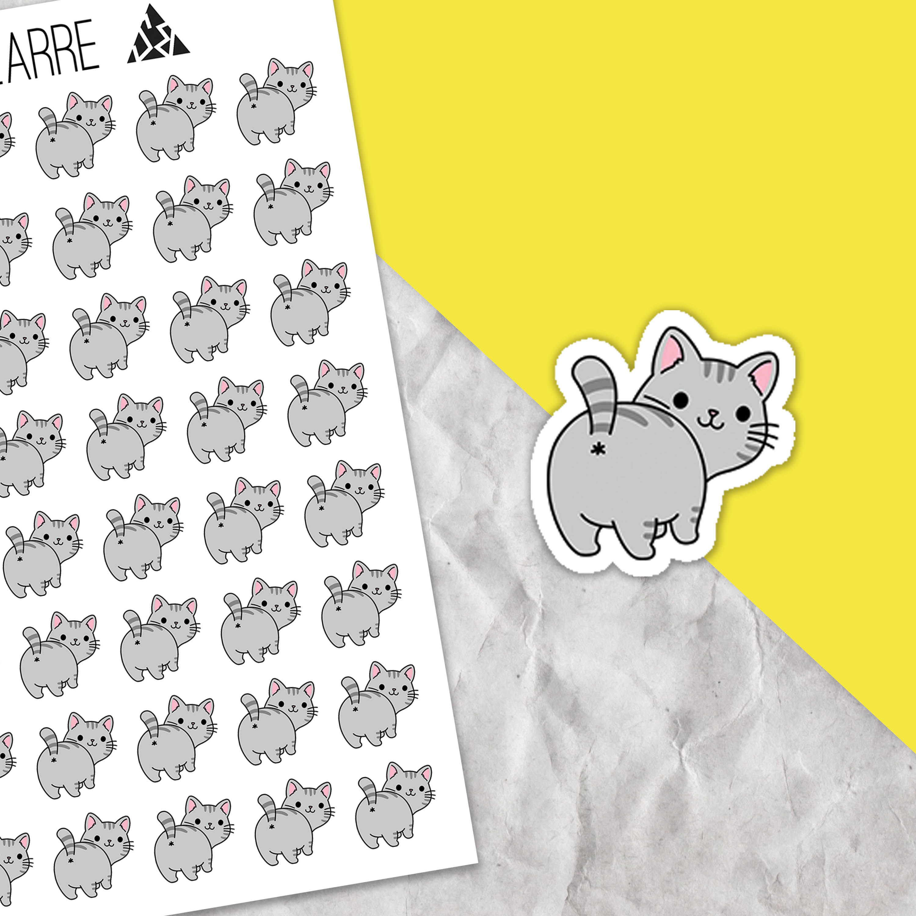 Funny cartoon cat showing it's butt sticker