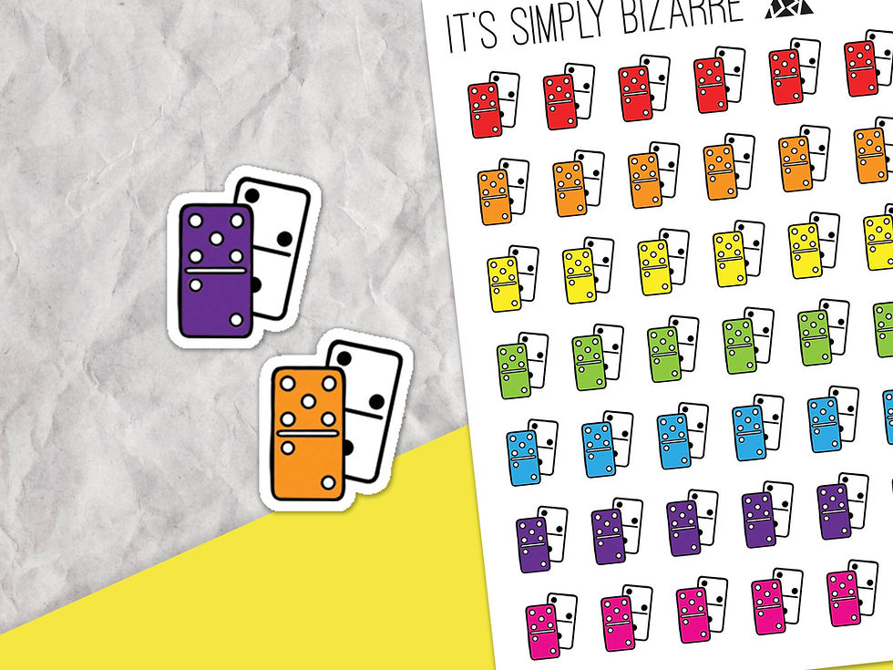 Hand drawn domino stickers in rainbow colours