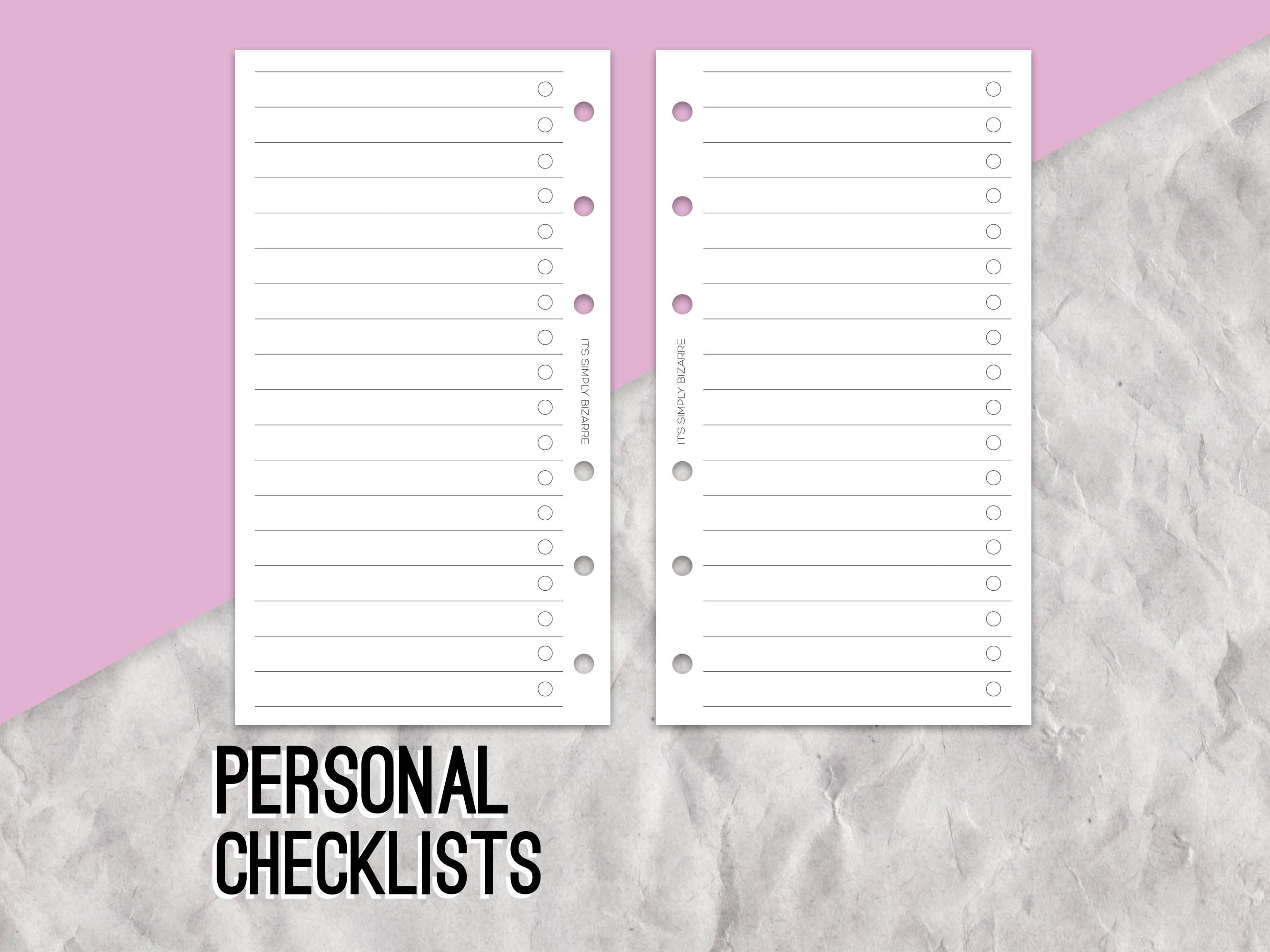 Mockup showing a Personal sized planner page featuring a checklist for to-dos