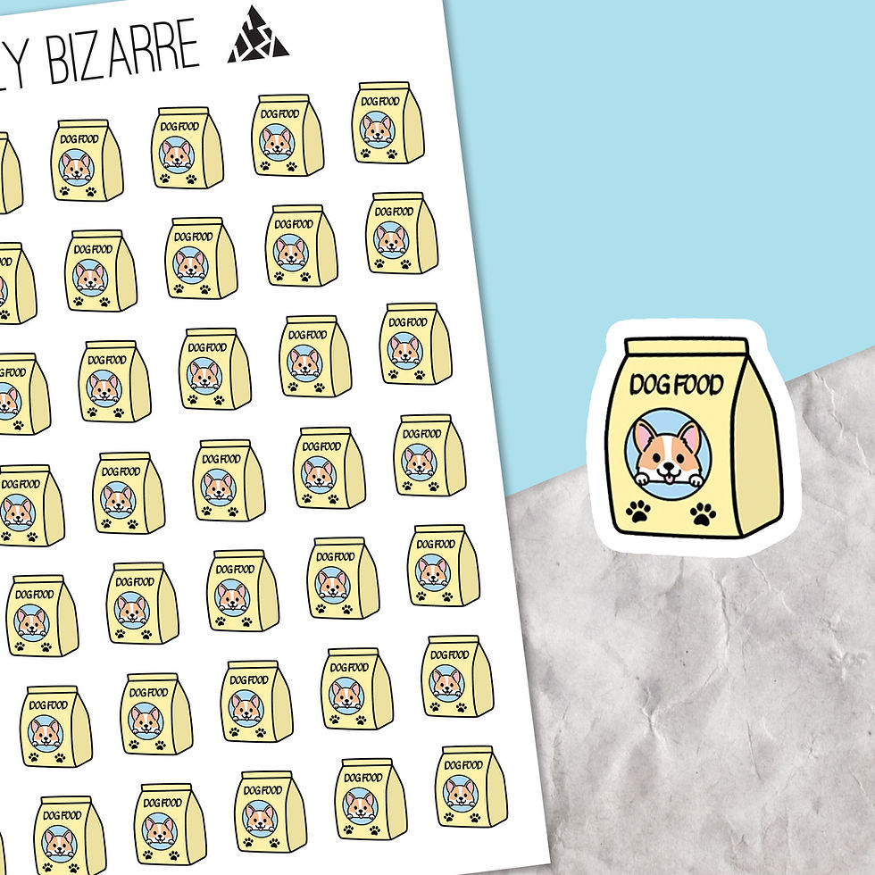Sticker of cartoon bag of dog food