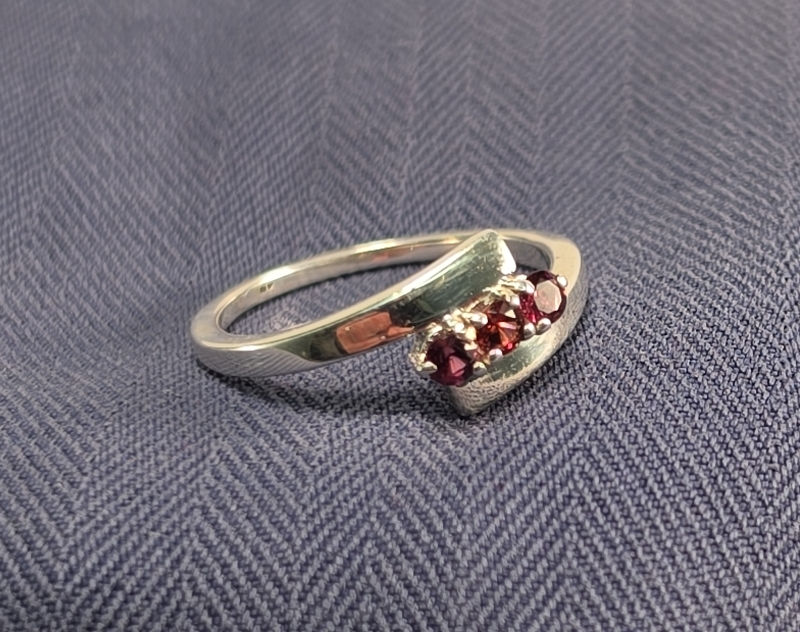 Thumbnail: 3 Red Spinels and Sterling Silver Ring