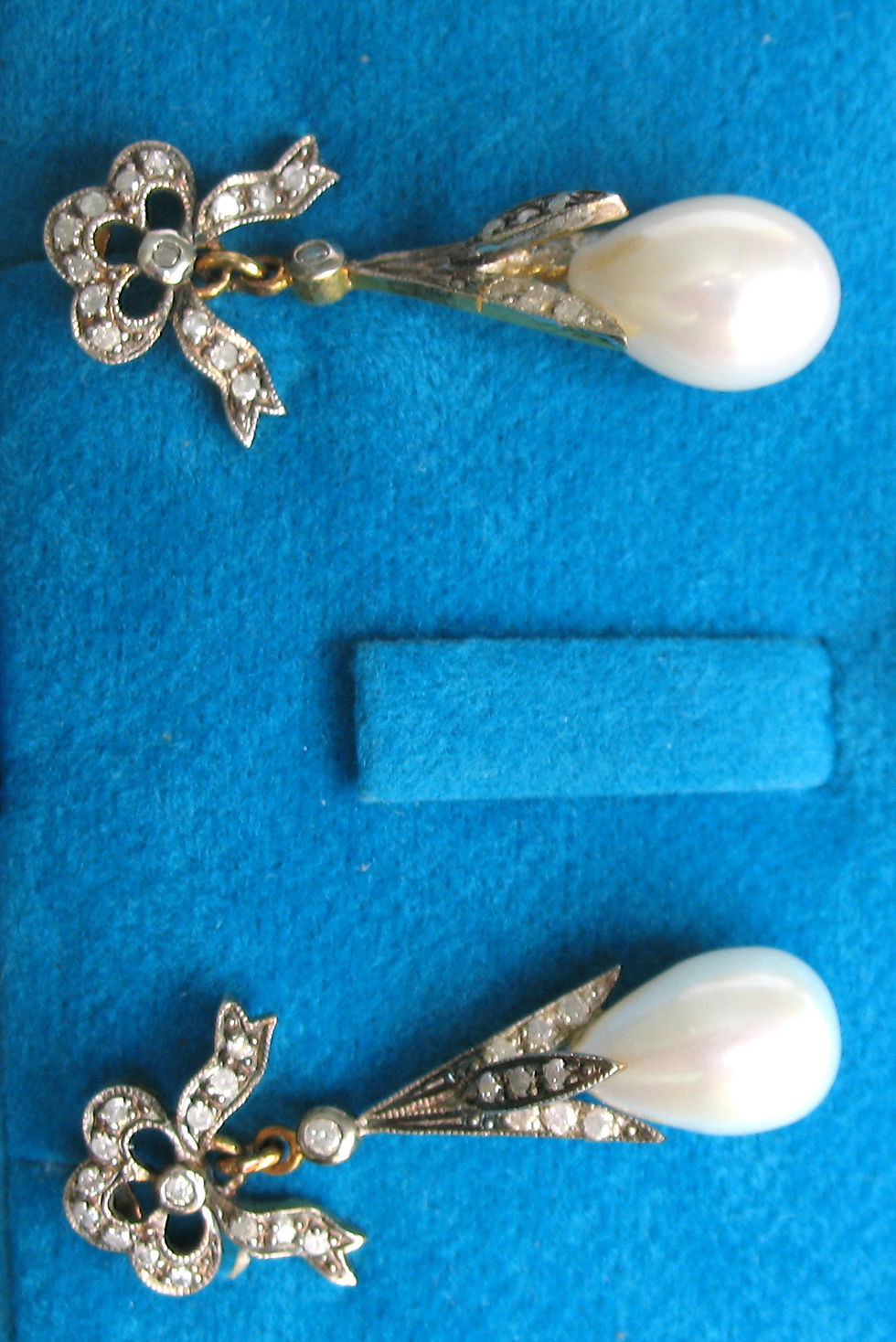 Diamond and pearl earrings