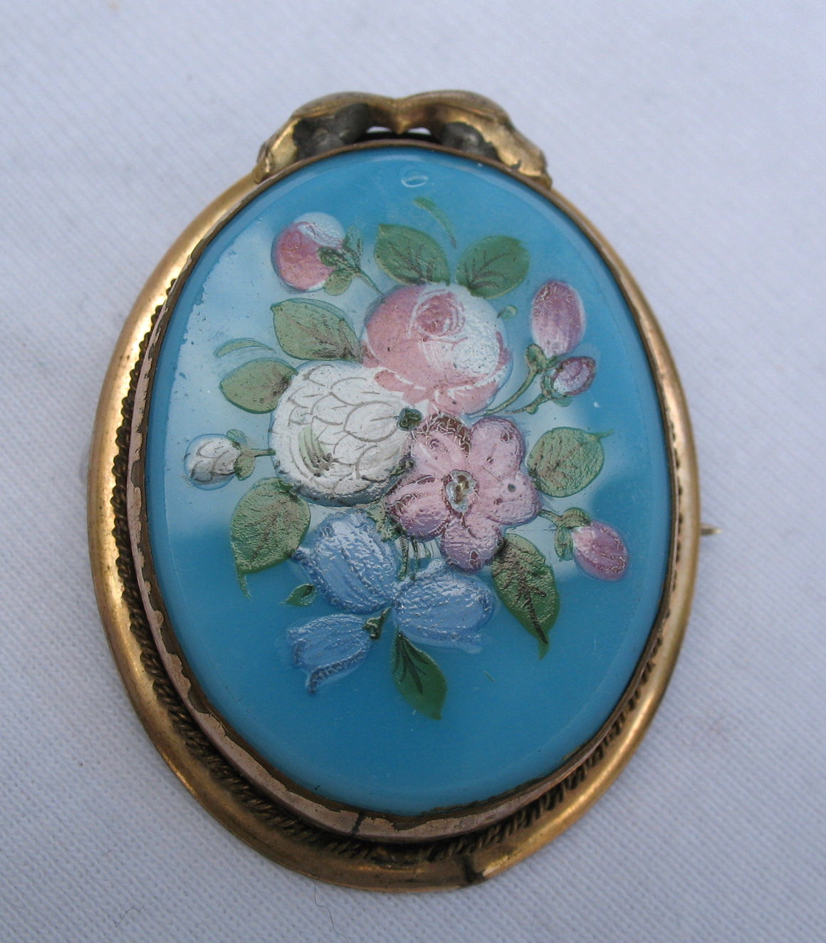 Hand painted floral brooch