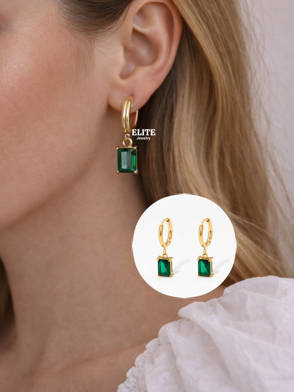 SEIYRA Huggies Earrings (Green)