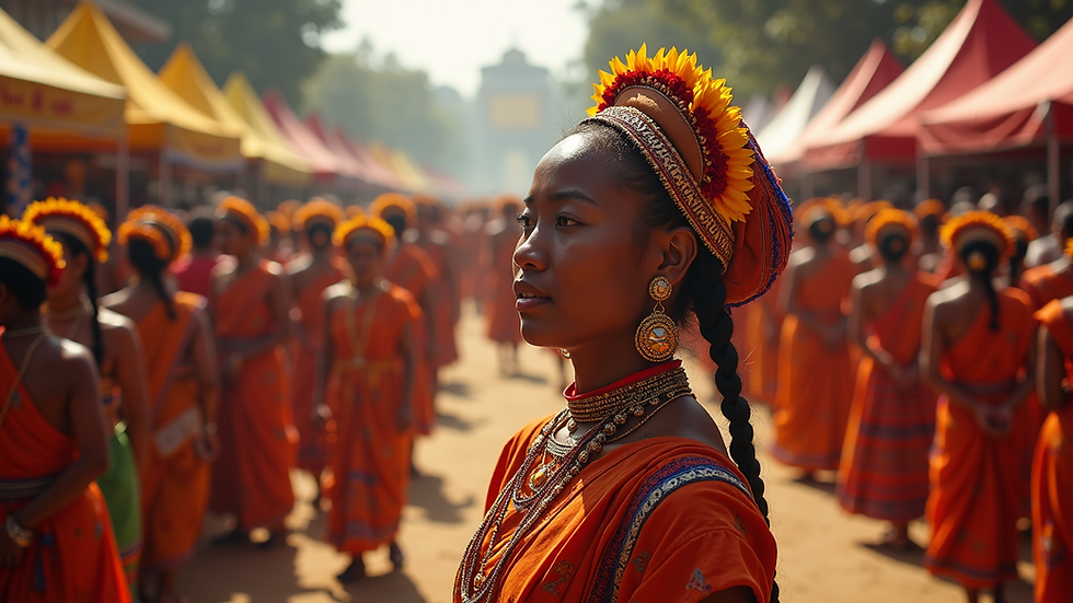 High angle view of a vibrant cultural festival