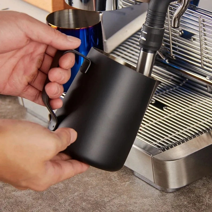 Miniatura: Jarra espumadora de leche y café con sensor de temperatura, acero inoxidable, báscula precisa