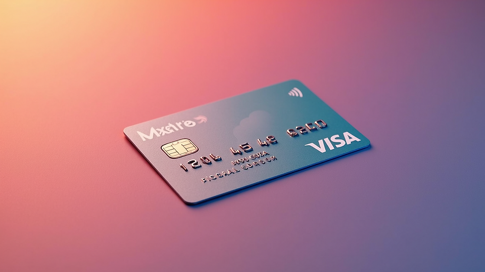 High angle view of a Visa gift card on a vibrant background