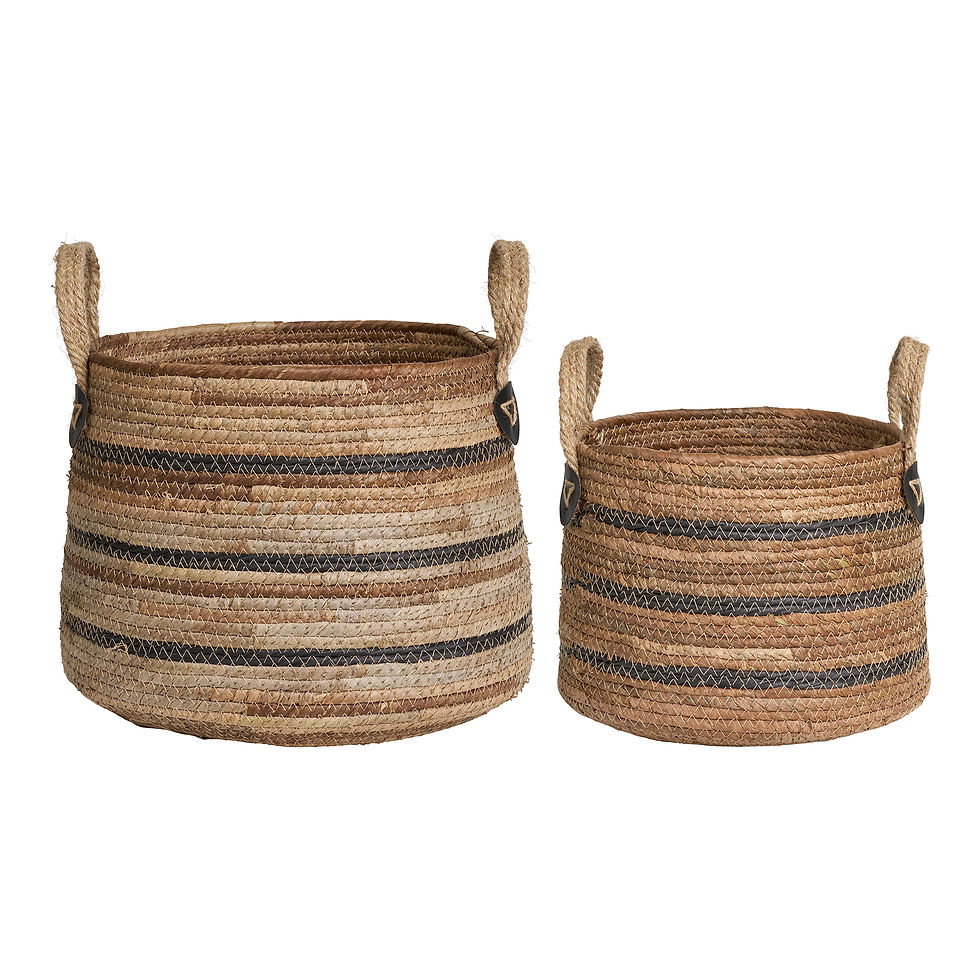Miniature : Cache pot tressé - feuille de bananier - lot de 2 - Ava