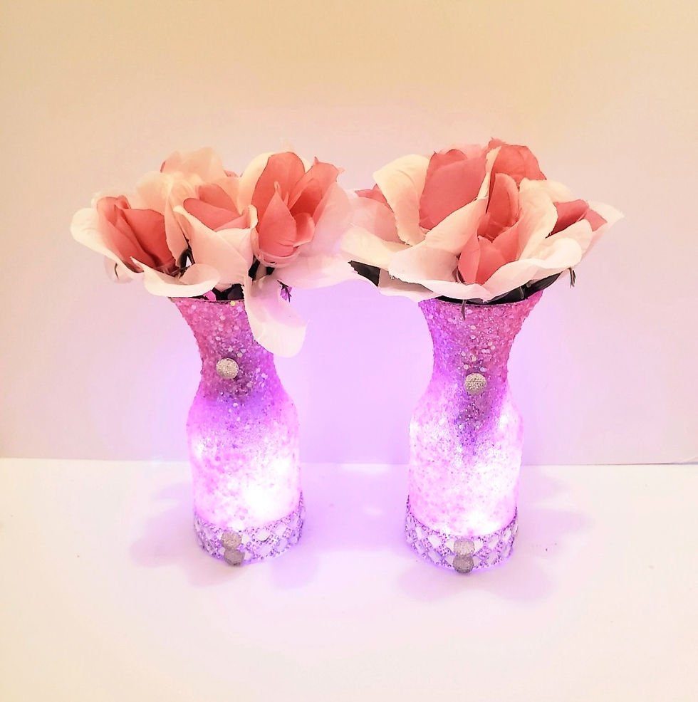 Thumbnail: Pink Glitter LED Candle Tabletop Vase Set