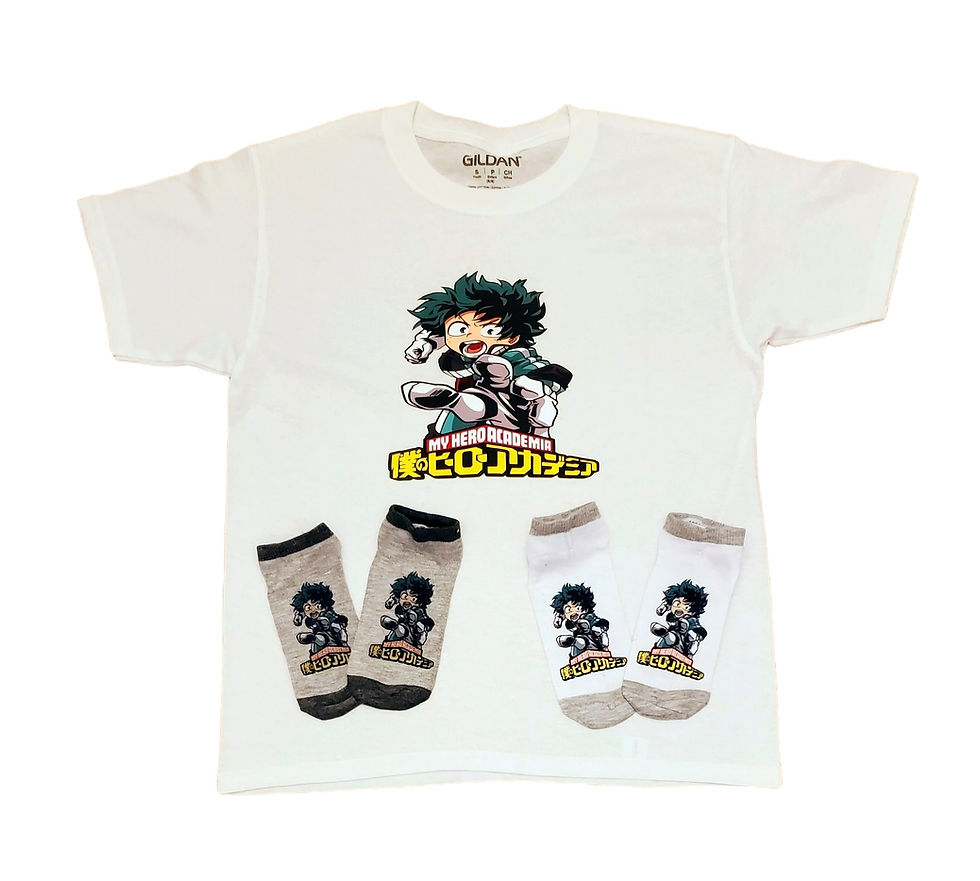 Hero Academia T-Shirt W/Matching Socks Size Youth S 6/7