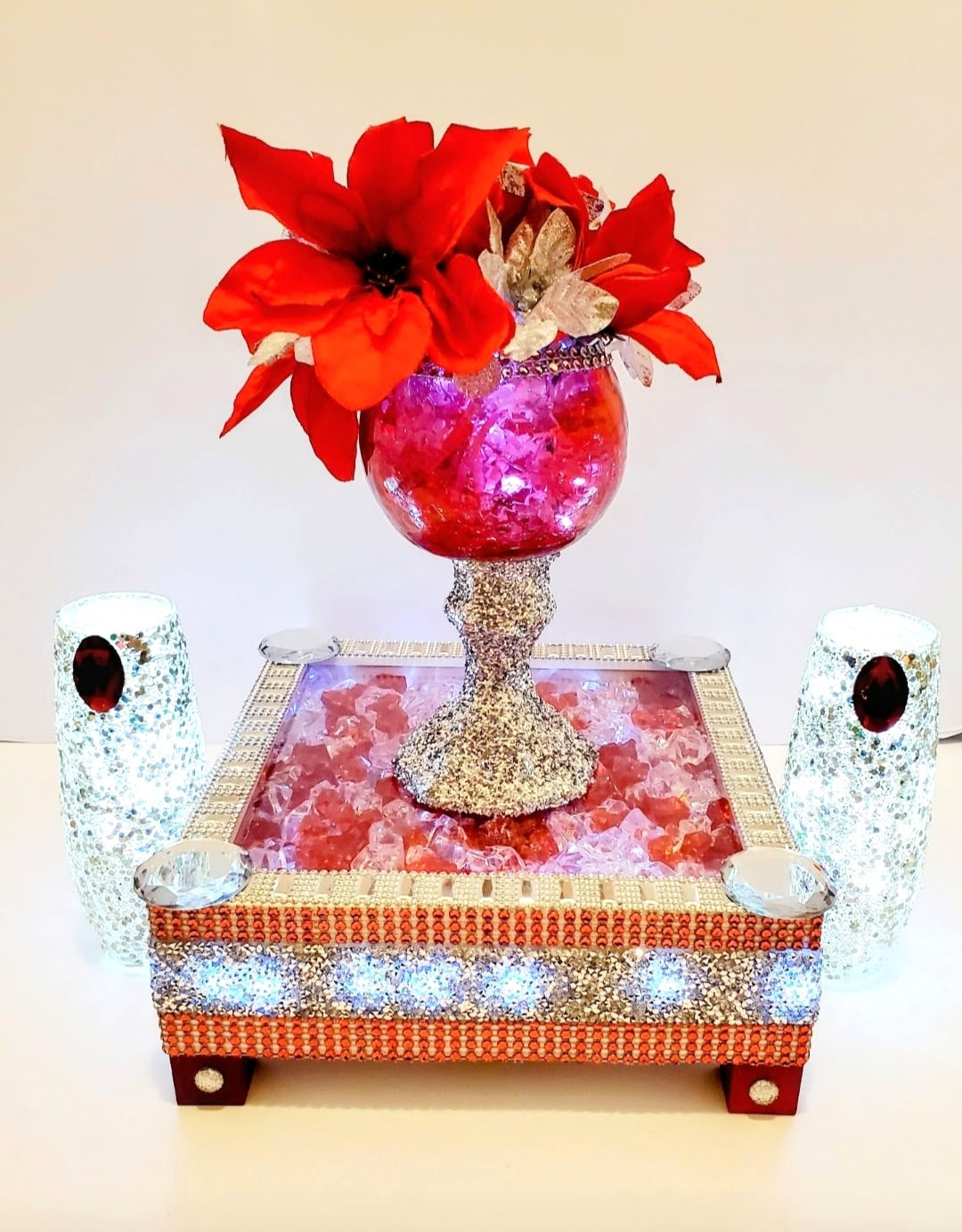 Passion Bling Table Centerpiece Vase Set W/ Lights