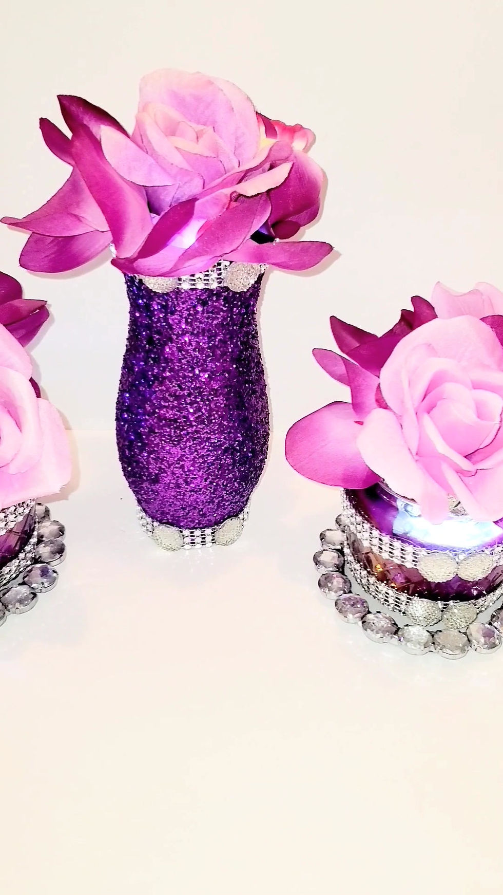 Thumbnail: Bling Violet Glitter Vase Set W/ LED Lights