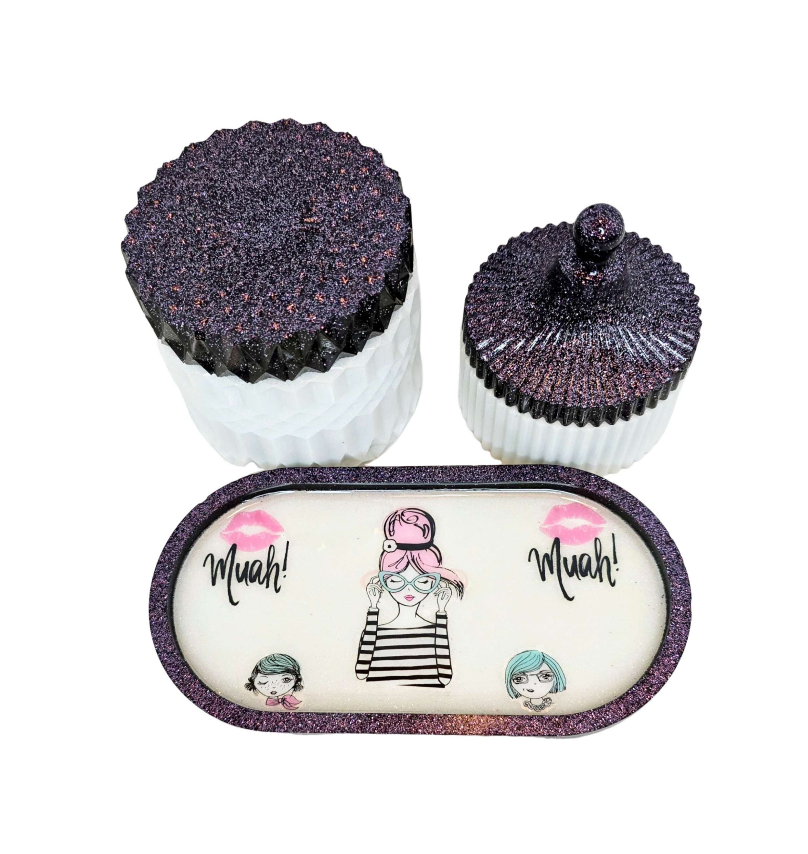 Girl's "Muah" Vanity Tray Set