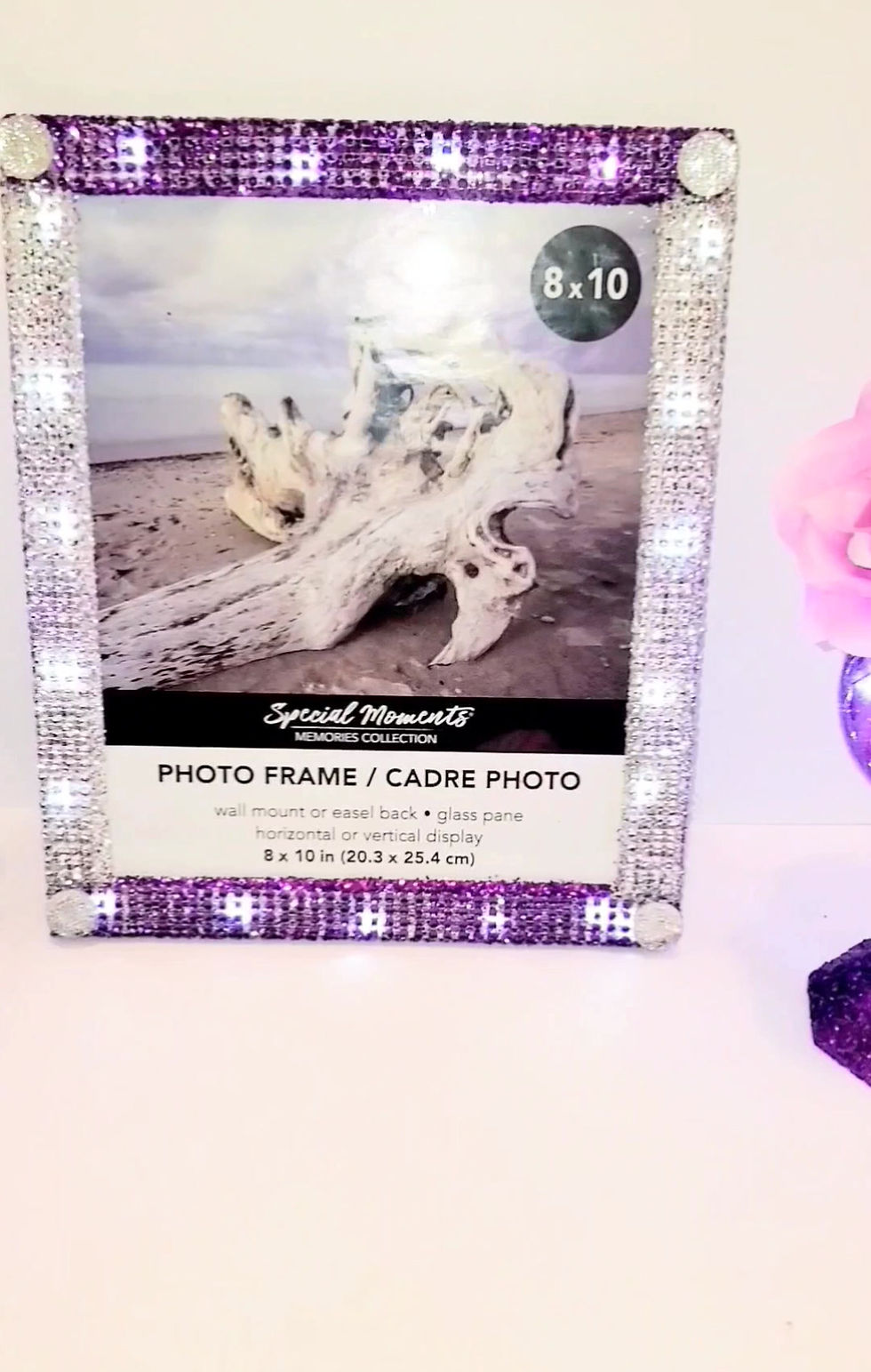 Thumbnail: Bling Grape 8x10 Photo Frame Vase Set W/ Lights