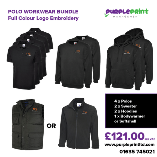 UNEEK Polo Workwear Bundle Embroidery Purple Print