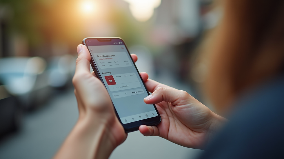 close-up view of a hand holding a smartphone showing a booking app