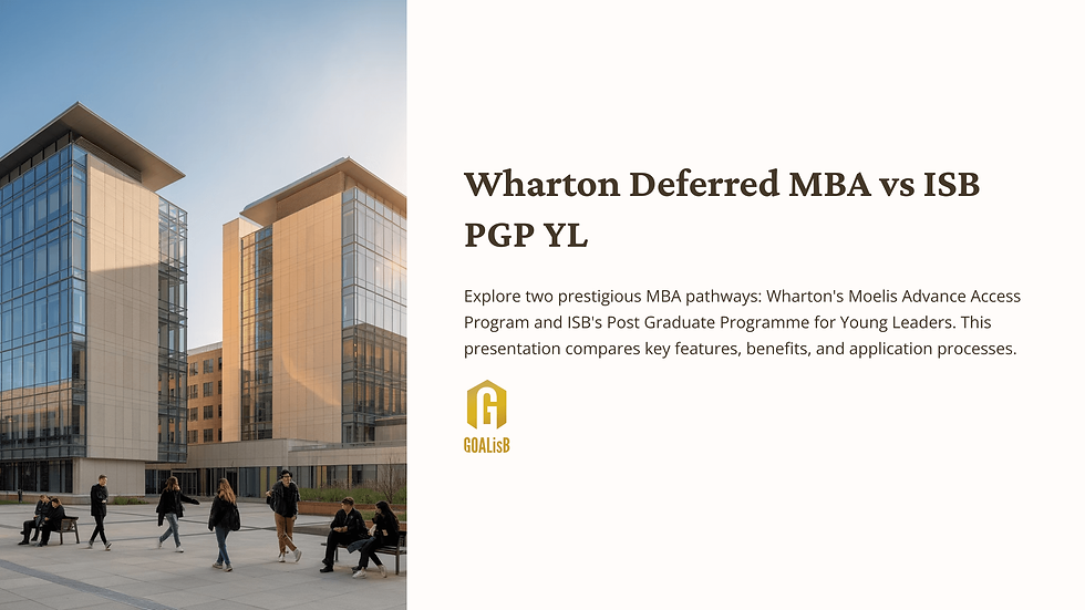 Wharton Deferred MBA vs ISB PGP YL