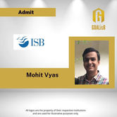 Mohit Vyas MBA admit to ISB PGP with GOALisB ISB admission consultants.
