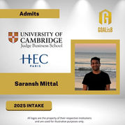 Saransh Mittal's Cambridge and HEC Paris MBA admit with GOALisB MBA admission consultants
