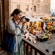 Traveler taking photo of coastal tour scenery