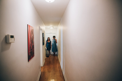 bridesmaids in blue dresses