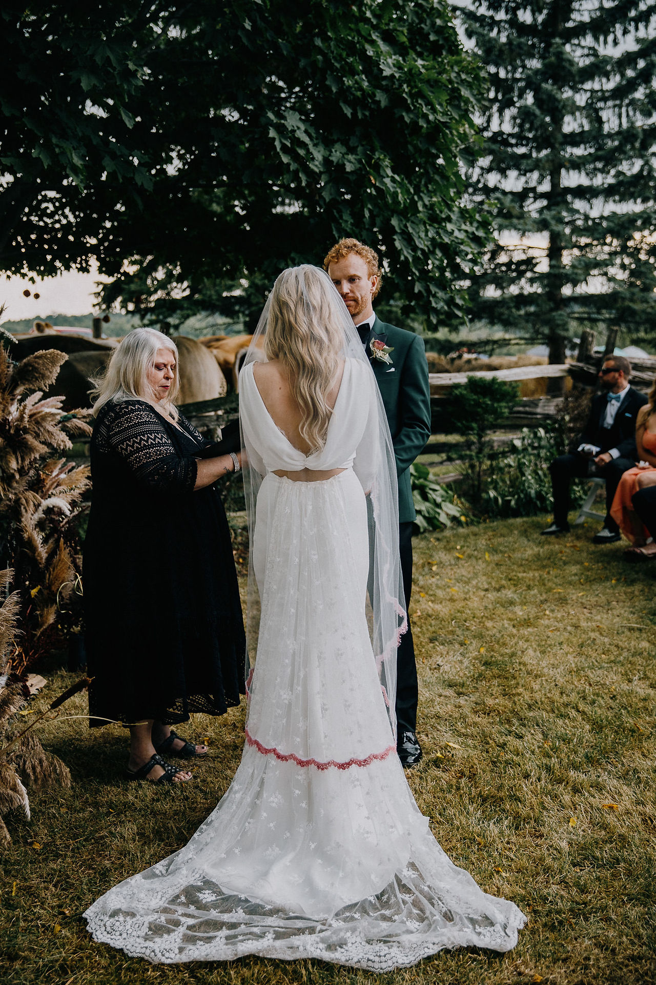 photograph of a wedding ceremony on a farm in British Columbia