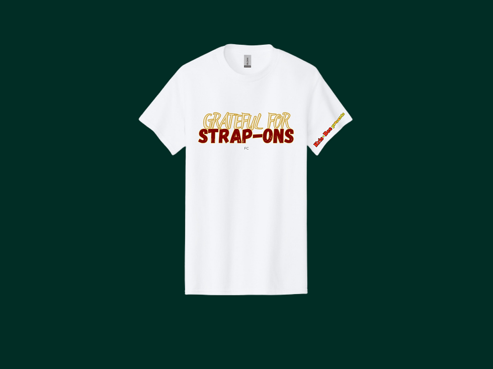 Thumbnail: Grateful for Strapons Holiday White T-Shirt Front View