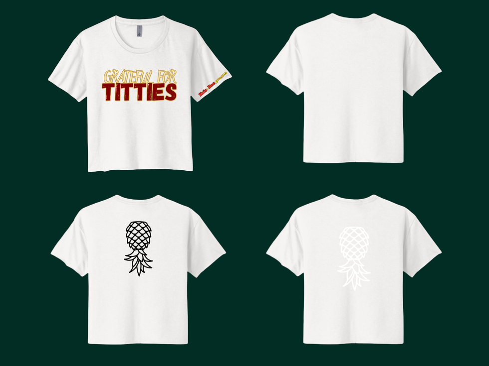 Thumbnail: Grateful for Titties Holiday White Crop Top Back View