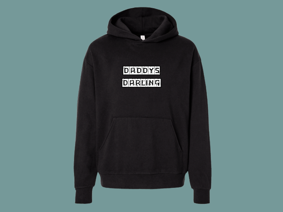 Daddys Darling Role Black Hoodie Front View