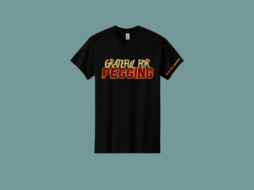 Grateful For Pegging Holiday Black T-Shirt Front View