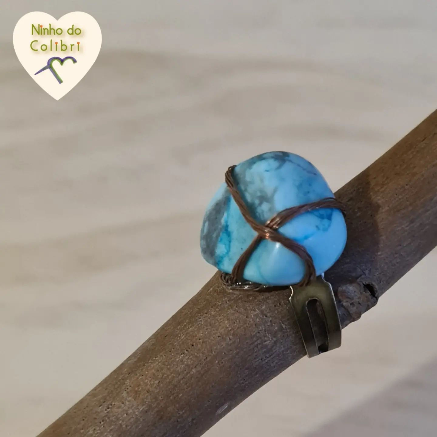 Anel de Turquesa e Cobre (ajustável)