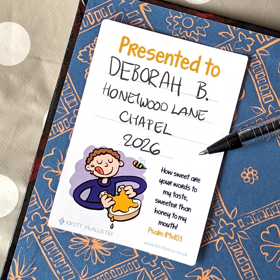 Book or Bible presentation label for boys or children. Presented to